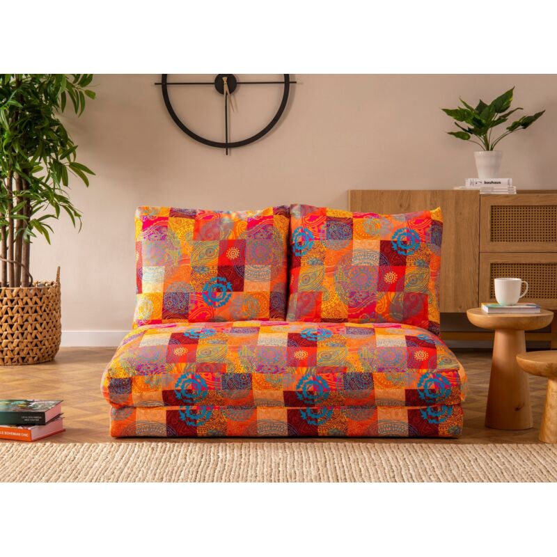 Grand fauteuil convertible 2 places multipositions patchwork Talya 120cm Grand fauteuil convertible 2 places multipositions patchwork Talya 120cm