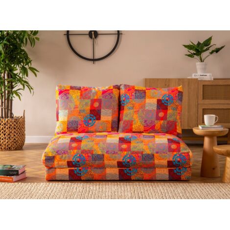 Grand fauteuil convertible 2 places multipositions patchwork Talya 120cm