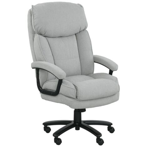 Grand fauteuil de bureau haut, capacité de charge 200 kg, construction robuste, revêtement doux, gris clair