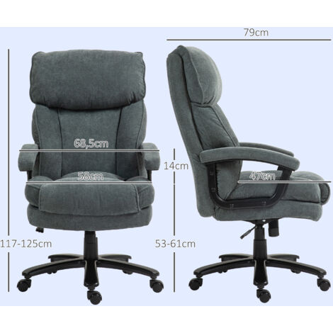Grand fauteuil de bureau haut, capacité de charge de 200 kg, construction robuste, revêtement souple, gris