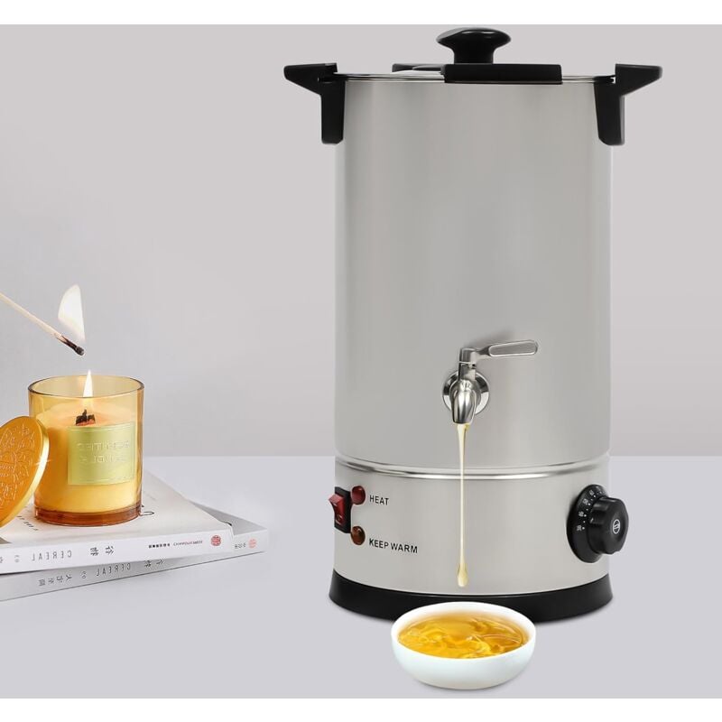 Grand fondoir de 10 litres pour la fabrication de bougies, 30-110 °C, pot de fusion, fondoir pour la production de masse de savon pour bougies