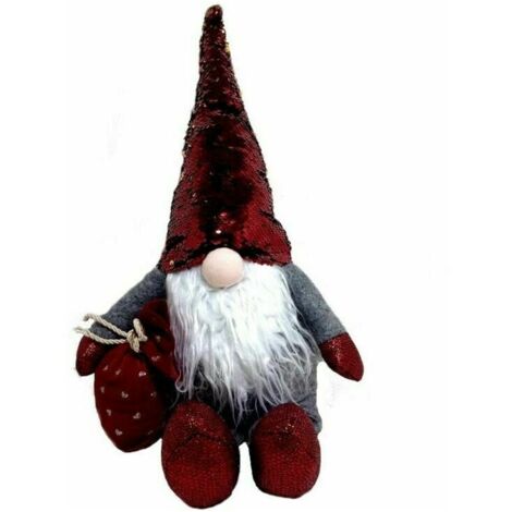 Grand gnome à patette chapeau tissu 40cmdecoro marionnette