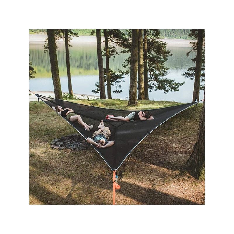 Dpzo Grand Hamac Aérien Triangulaire pour Arbre de Camping Hamac Portable Multi-Personnes Conception pour 3 Personnes pour Voyage Arrière-Cour