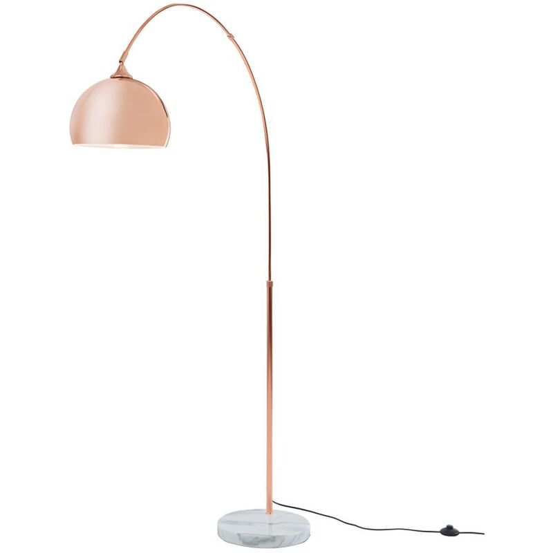 Grand lampadaire arc style art déco - Métal et marbre - H. 180 cm - Cuivré - OMBRAGE