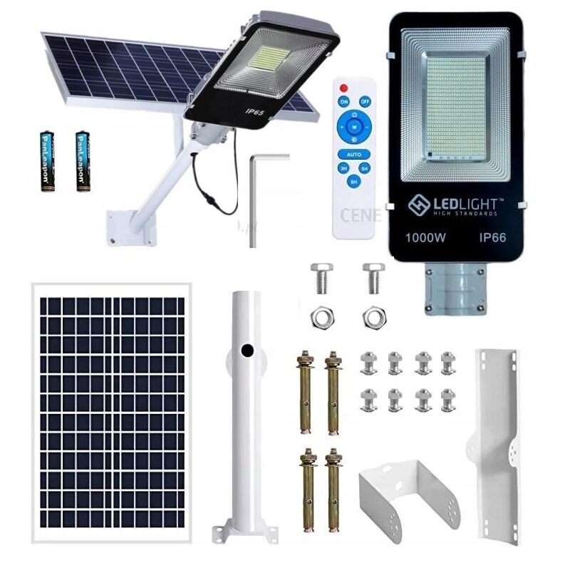 Grand Lampadaire Solaire Led Puissant 1000w Capteur De Lanterne Extérieure