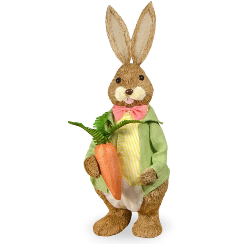 Grand lapin de campagne avec robe et carotte, hauteur 80 cm
