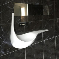 Grand Lavabo Suspendu Design - Solid Surface Blanc Mat - 120x40 cm- Virgule