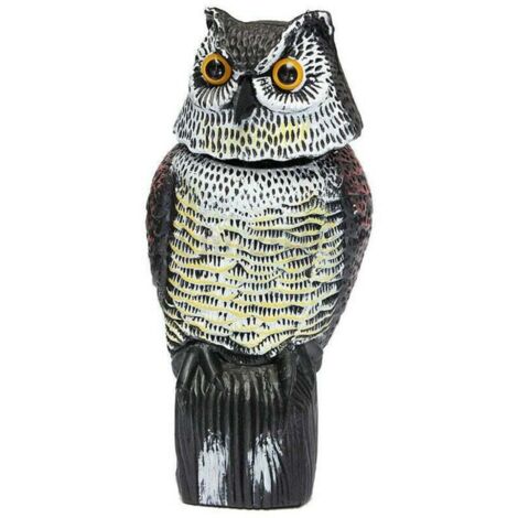 Grand leurre de hibou réaliste avec effaroucheur d'oiseau/pigeon/corbeau à tête rotative