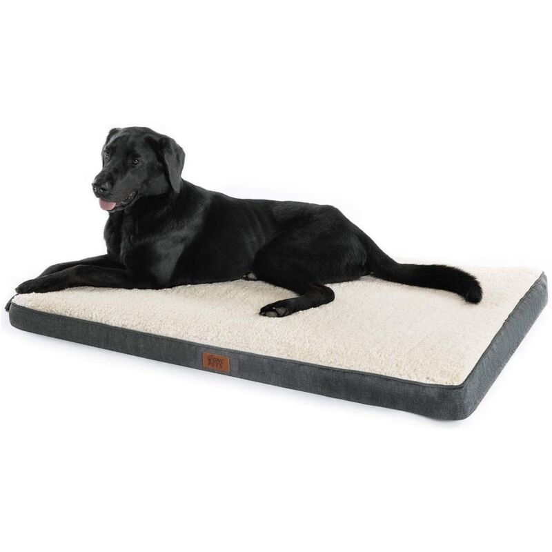 Grand lit orthopédique pour chien gris et blanc - Matelas lavable avec mousse 91x68x7,6 cm Offre exclusive