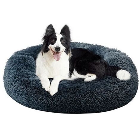Grand Lit Pour Chien Chat, Panier Rond En Peluche Pour Chien,Tapis Lavable Pour Chien, Gris Foncé 100 x 100 cm