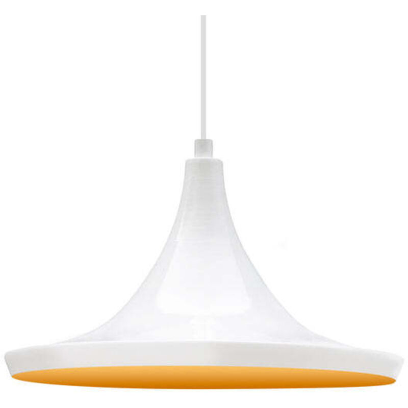 Bamyum - Grand Lustre en Métal Blanc, Suspension Simple Pour Cuisine, Salon, Café, Bureau et Boulangerie
