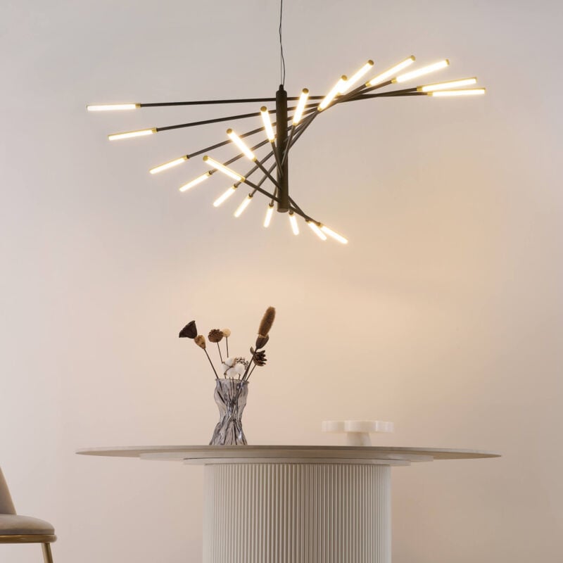 Grand lustre led moderne noir et doré 115 cm - Aspen