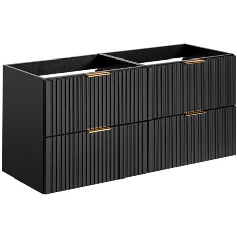 Grand meuble sous vasque NOXERA 120 cm – Noir mat – 4 tiroirs spacieux