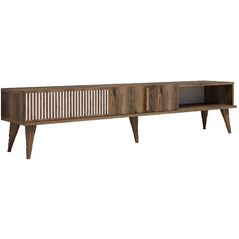 Grand meuble TV en bois noyer 2 portes Roma 180cm