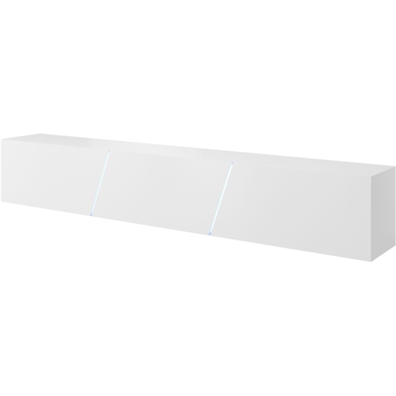 Les Tendances - Meuble tv à suspendre slant 240 avec led rgb 240x40x35 cm-Blanc-Blanc-240 -- Les Tendances - Meuble tv à suspendre slant 240 avec led rgb 240x40x35 cm-Blanc-Blanc-240 --