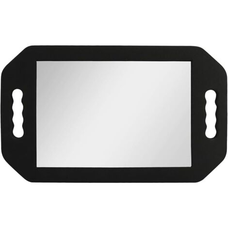 Grand miroir à main rectangulaire avec double poignée, acrylique, outil pro pour coupe de cheveux et beauté (noir)