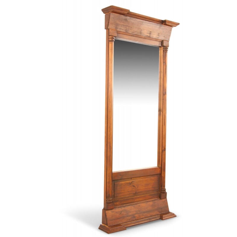 Grand miroir ancien rectangulaire vertical - Bois - Marron - Décoration d'Autrefois