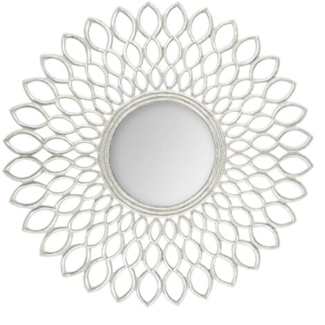 Grand miroir en forme de fleur - D 90,5 cm - Argenté - Livraison gratuite