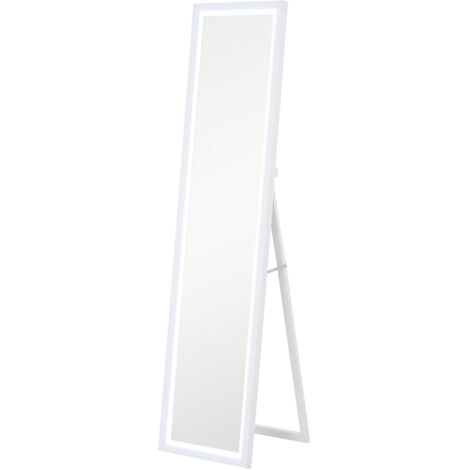 Grand miroir LED 40 x 160 cm FABIO effet bois blanc