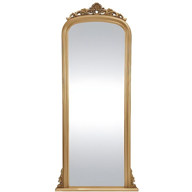 Vente-unique - Grand miroir vintage en bois de paulownia - H.180 cm - Doré - merry