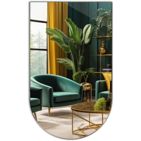 Grand miroir ovale-échancré à côté biseauté, coupe Premium pour le salon, le couloir, 90 cm