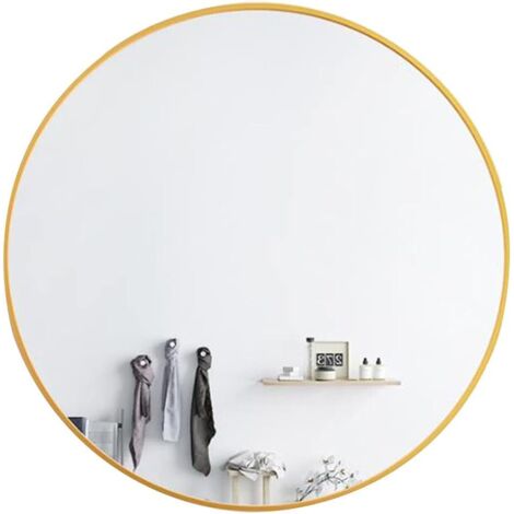 Grand miroir rond de 60 cm, miroir circulaire doré, miroir mural, miroir de courtoisie