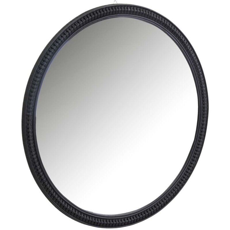 grand miroir rond en rotin noir - noir