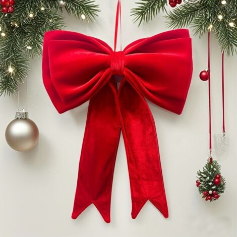Grand nœud en velours rouge pour sapin de Noël, décoration à suspendre pour mariage, Noël, décoration de Noël, nœud géant de Noël