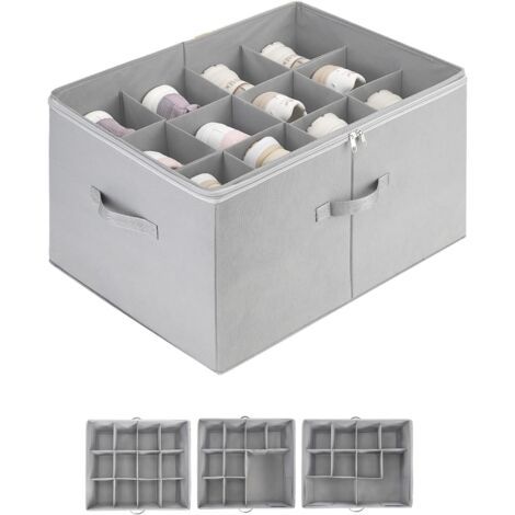 Grand organisateur de chaussures pour placard (L 56 cm x l 43 cm x H 33 cm) - Bacs de rangement réglables, peut contenir 12 paires de chaussures de tailles différentes, boîtes de rangement pliables av