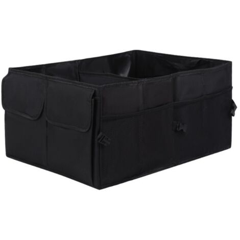 Grand organiseur de voiture noir, boîte de rangement multifonction pour coffre et siège, grande capacité robuste