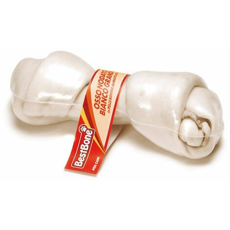 Grand os blanc en cuir de vachette thermorétractable pour chiens