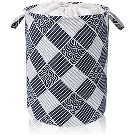 Grand panier à linge, 1 pièce, pliable, rond, panier de rangement pliable avec cordon de serrage, pour chambre à coucher, salle de bain, noir