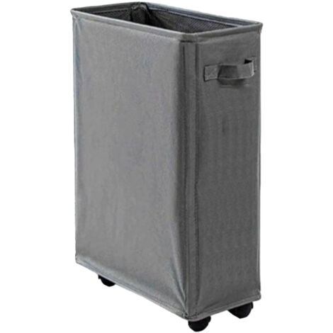 Grand panier à linge à 4 roues avec poignée, disponible en noir/gris, idéal pour ranger divers articles ménagers.