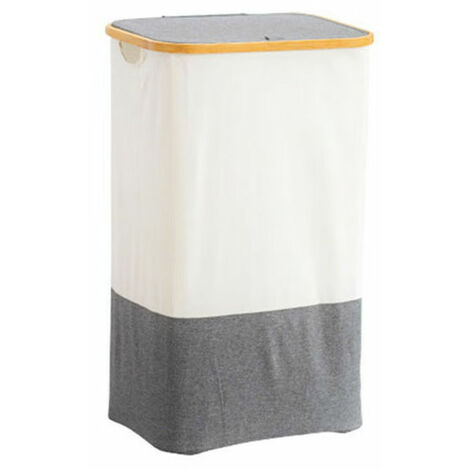 Grand Panier à Linge avec Couvercle, Grand panier linge sale avec Poignées en Bambou pour Vêtements, bac a linge laundry basket Pliable Grand 44×33×73 （gris）