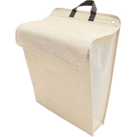 Grand Panier à Linge Mural Pliable en Tissu Beige - Moyen Format Couvercle