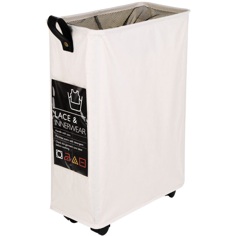 Grand panier à linge pliable en tissu Oxford, panier à linge sale avec cordon de serrage en maille avec poignées, 4 tiges de support, 4 roues