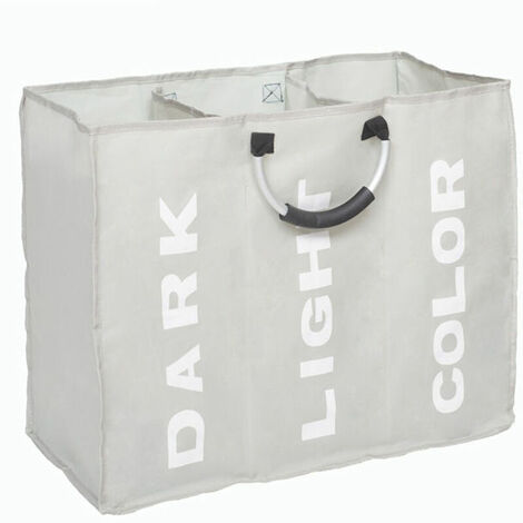 Grand Panier �� Linge 3 Sections, Sac �� Linge Pliable, Sac De Rangement Pliable En Tissu Pour Trieuse De V��tements Avec Poign��es De Transport Pour V��tements Sales Pour Dortoir De Salle De Bain ��