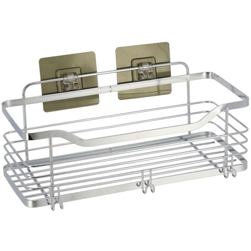 Grand panier rectangulaire acier inoxydable sur cartes adhesives 3 m - chrome Tendance