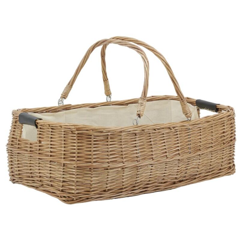 Grand panier rectangulaire en osier et coton