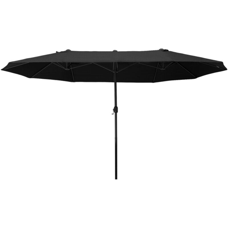 Parasol de jardin xxl parasol grande taille 4,6L x 2,7l x 2,4H m ouverture fermeture manivelle acier polyester haute densité noir