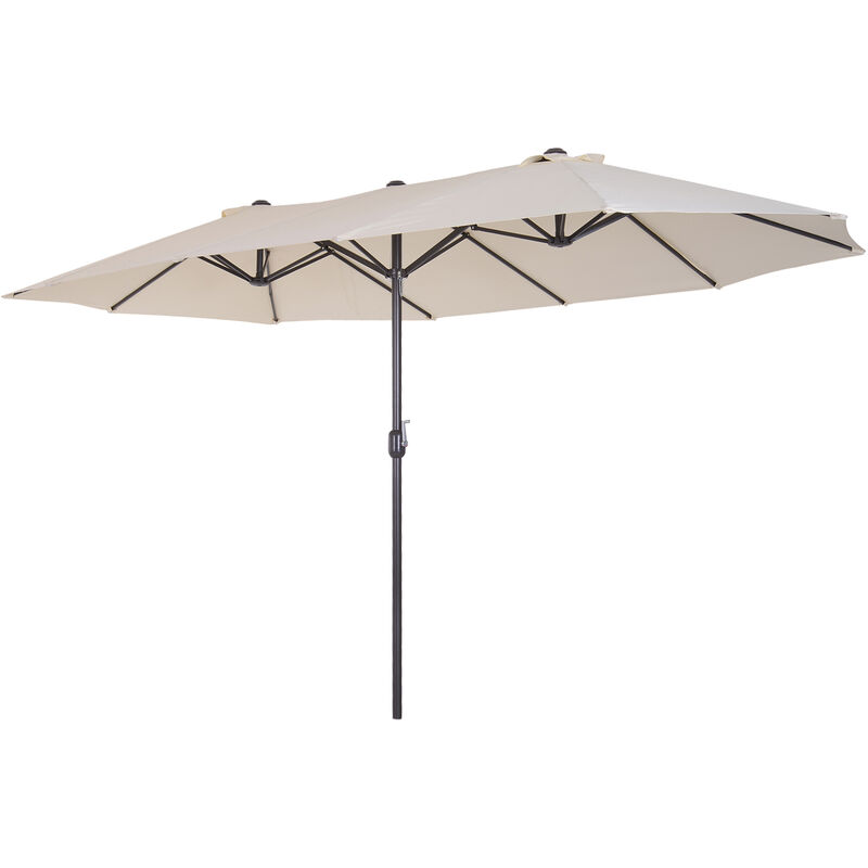 Parasol de jardin XXL parasol grande taille 4,6L x 2,7l x 2,4H m ouverture fermeture manivelle acier polyester haute densité crème