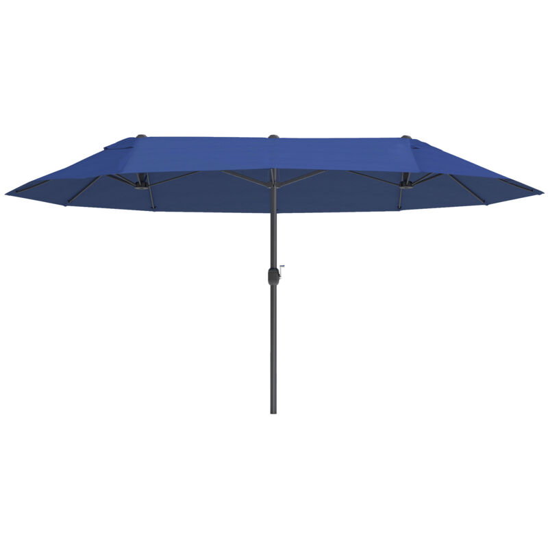 Outsunny - Parasol de jardin xxl parasol grande taille 4,6L x 2,7l x 2,4H m ouverture fermeture manivelle acier polyester haute densité bleu