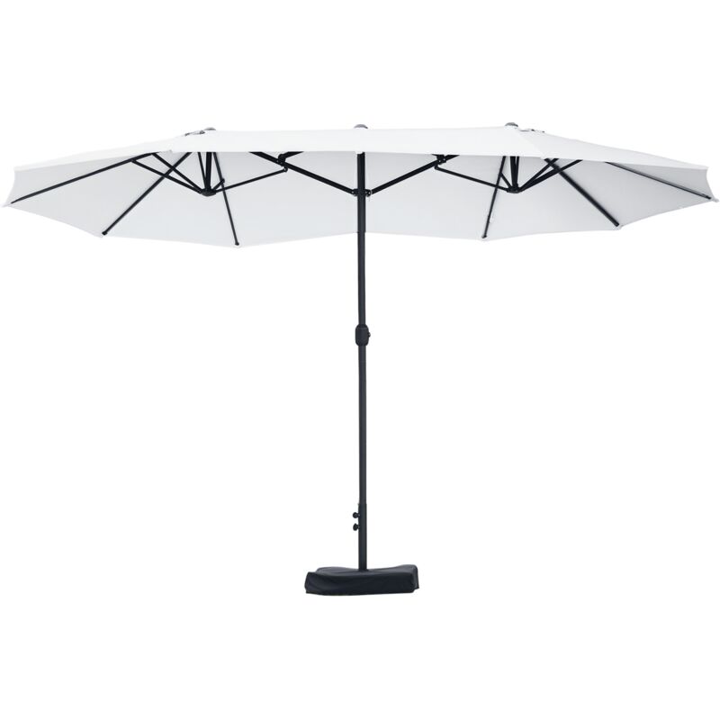 Outsunny - Parasol de jardin xxl parasol grande taille 4,6L x 2,7l x 2,4H cm ouverture fermeture manivelle acier polyester haute densité crème