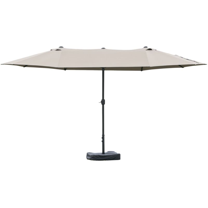 Parasol de jardin xxl parasol grande taille 4,6L x 2,7l x 2,4H cm ouverture fermeture manivelle acier polyester haute densité gris clair