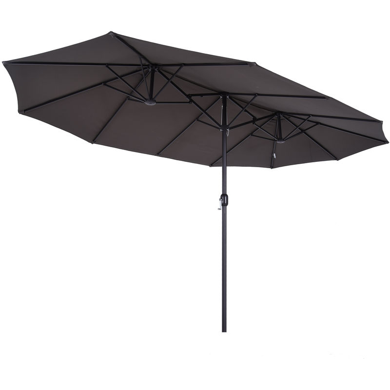 Parasol de jardin xxl parasol grande taille 4,6L x 2,7l x 2,4H m ouverture fermeture manivelle acier polyester haute densité gris - Anthracite