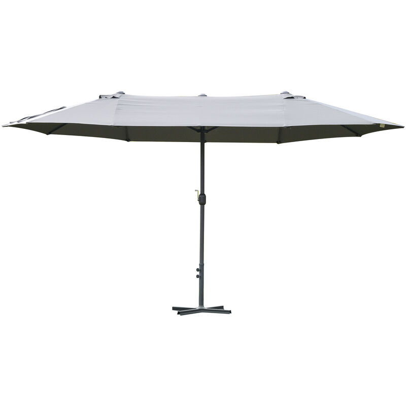 Parasol de jardin xxl parasol grande taille 4,6L x 2,7l x 2,4H m ouverture fermeture manivelle acier polyester haute densité gris - Gris