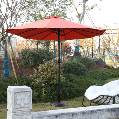 Grand parasol d'extérieur à triple déploiement avec manivelle (vert clair)