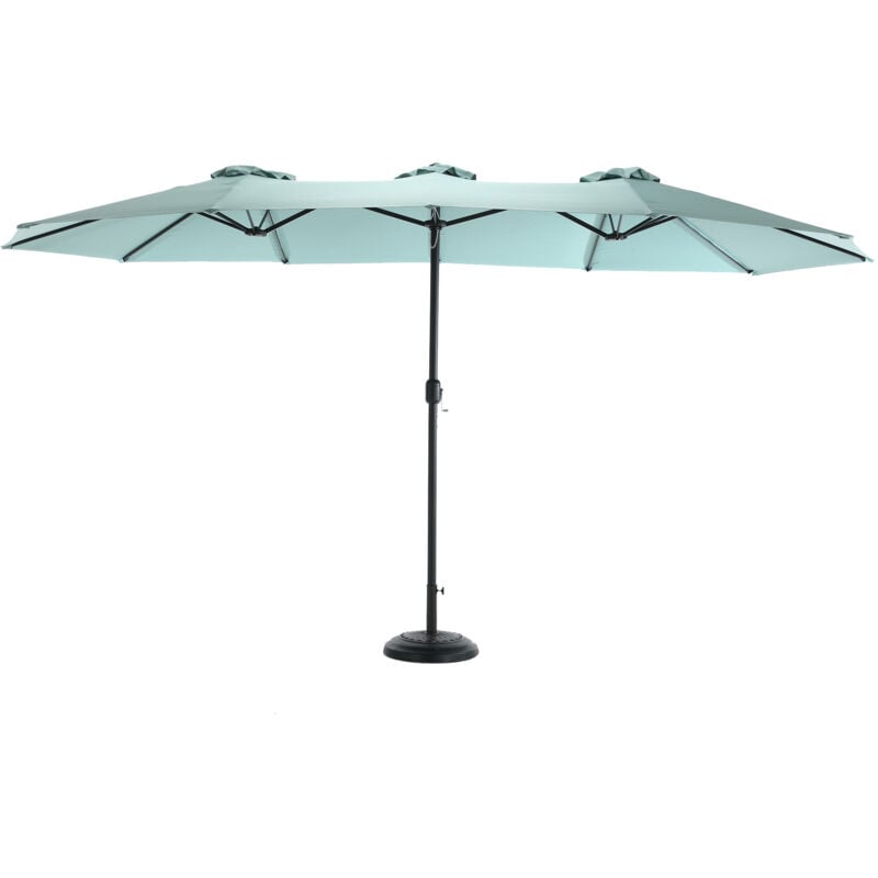 Grand parasol d'extérieur double face rectangulaire de 14,8 pieds avec manivelle (vert clair)