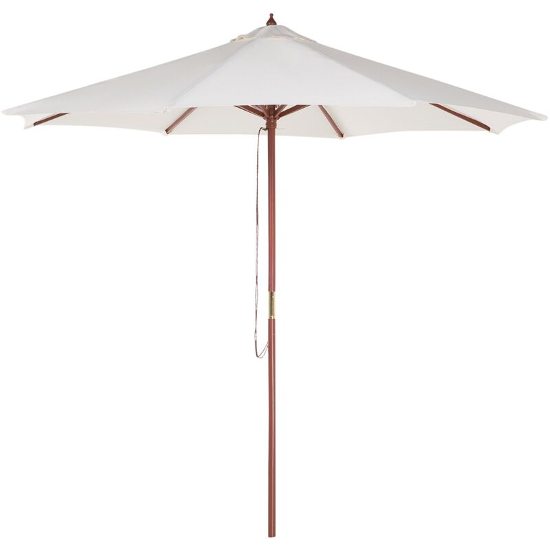 Parasol de Jardin 270 cm en Bois et Tissu Polyester Beige Résistant aux UV Toscana