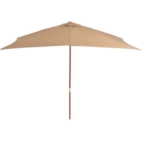 Grand Parasol Rectangle 300 X 200 X 250 cm Beige. Poteau en bois. Raffinement et Ombre Terrasse et Jardin